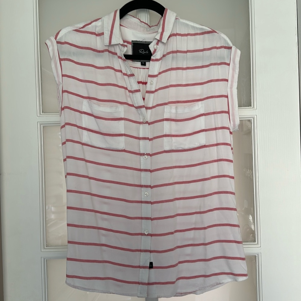 Lovely striped rails button up tee - size XS